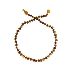 Collier d'ambre pour bébé à clip cognac