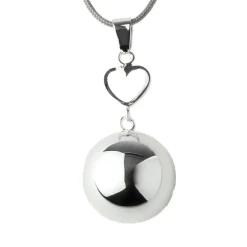 Collier de grossesse Bola argentée et cœur assorti