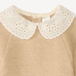 Combinaison barboteuse col claudine pour bébé fille