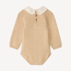 Combinaison barboteuse col claudine pour bébé fille