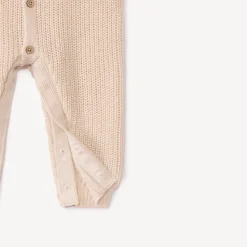 Combinaison + bonnet en tricot perlée uni pour bébé