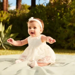 Combinaison courte 2-en-1 en tulle brodée pour bébé fille