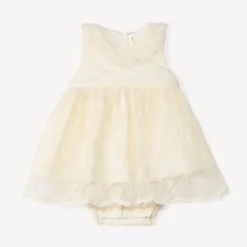 Combinaison courte 2-en-1 en tulle brodée pour bébé fille