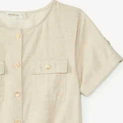 Combinaison courte en toile unie pour fille