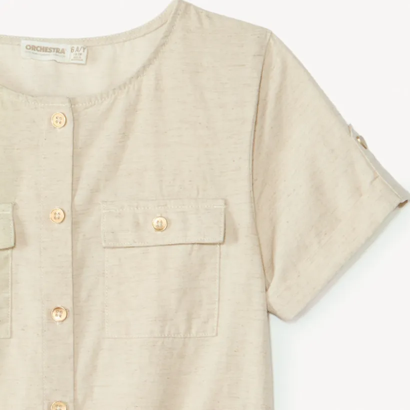 Combinaison courte en toile unie pour fille