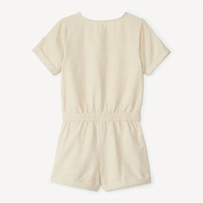 Combinaison courte en toile unie pour fille