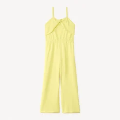 Combinaison en jersey crêpé uni avec buste drapé pour fille
