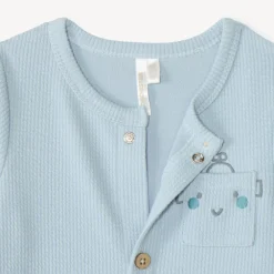 Combinaison longue bébé garçon en maille côtelée broderie robot