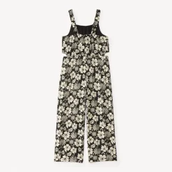 Combinaison longue à bretelles imprimé fleurs exotiques pour fille