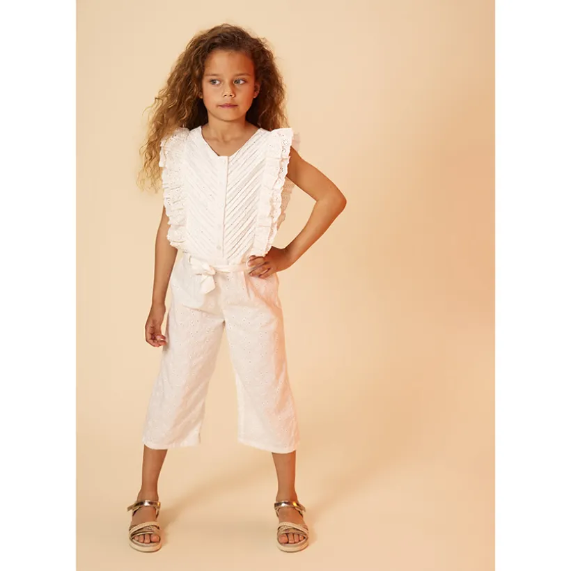 Combinaison longue en broderie anglaise pour fille
