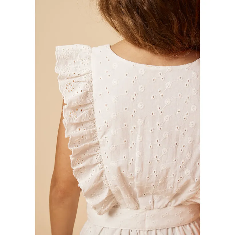 Combinaison longue en broderie anglaise pour fille