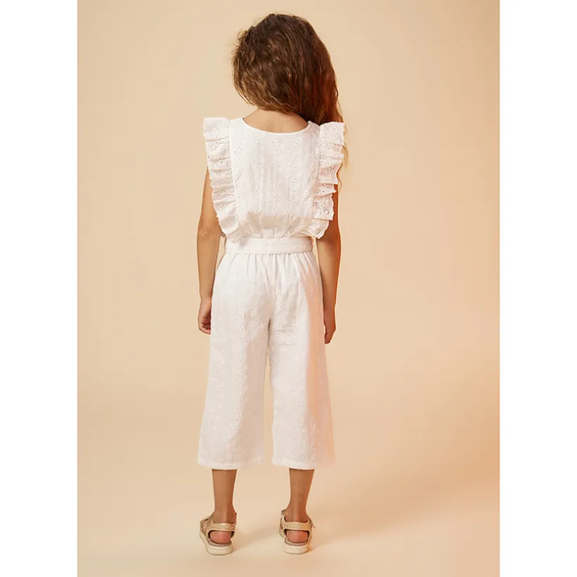Combinaison longue en broderie anglaise pour fille