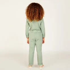 Combinaison longue en jean uni pour fille
