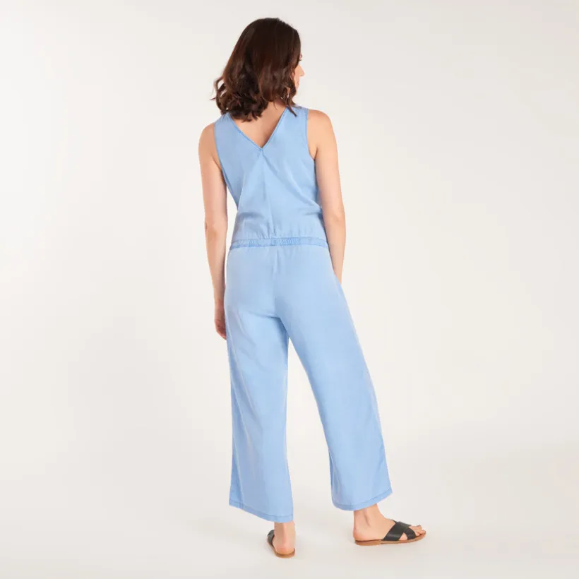 Combinaison longue en sergé effet jean pour femme enceinte et allaitante