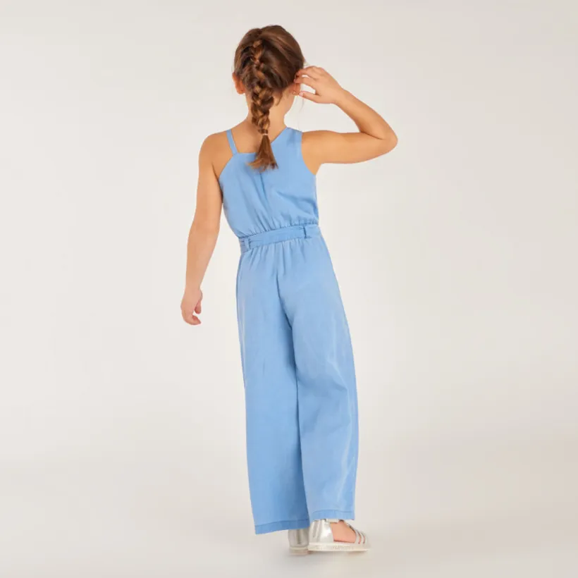 Combinaison longue manches asymétriques unie pour fille