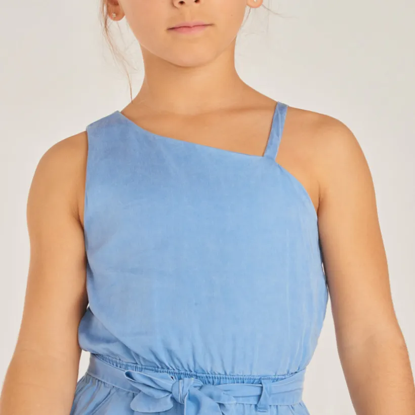 Combinaison longue manches asymétriques unie pour fille