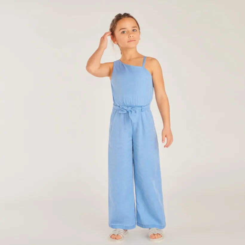 Combinaison longue manches asymétriques unie pour fille