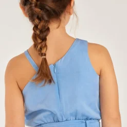 Combinaison longue manches asymétriques unie pour fille
