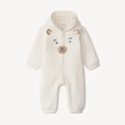 Combinaison longue ourson quiltée à capuche pour bébé
