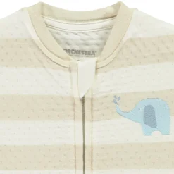 Combinaison longue rayée à broderie éléphant pour bébé