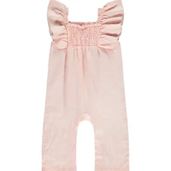 Combinaison longues smockée imprimé tacheté pour bébé fille