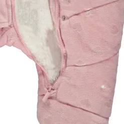 Combi-pilote imprimé cœurs iridescents pour bébé fille avec finitions différentes selon l'âge