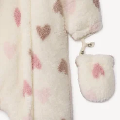 Combi-pilote sherpa imprimé cœurs pour bébé fille avec finitions différentes selon l'âge