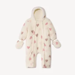 Combi-pilote sherpa imprimé cœurs pour bébé fille avec finitions différentes selon l'âge