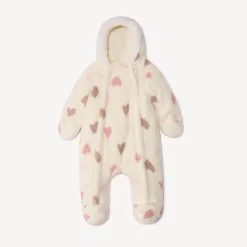Combi-pilote sherpa imprimé cœurs pour bébé fille avec finitions différentes selon l'âge