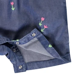 Combishort + charlotte en toile brodée de fleurs pour bébé fille