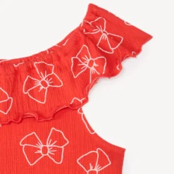 Combishort col bardot imprimé nœuds pour bébé fille