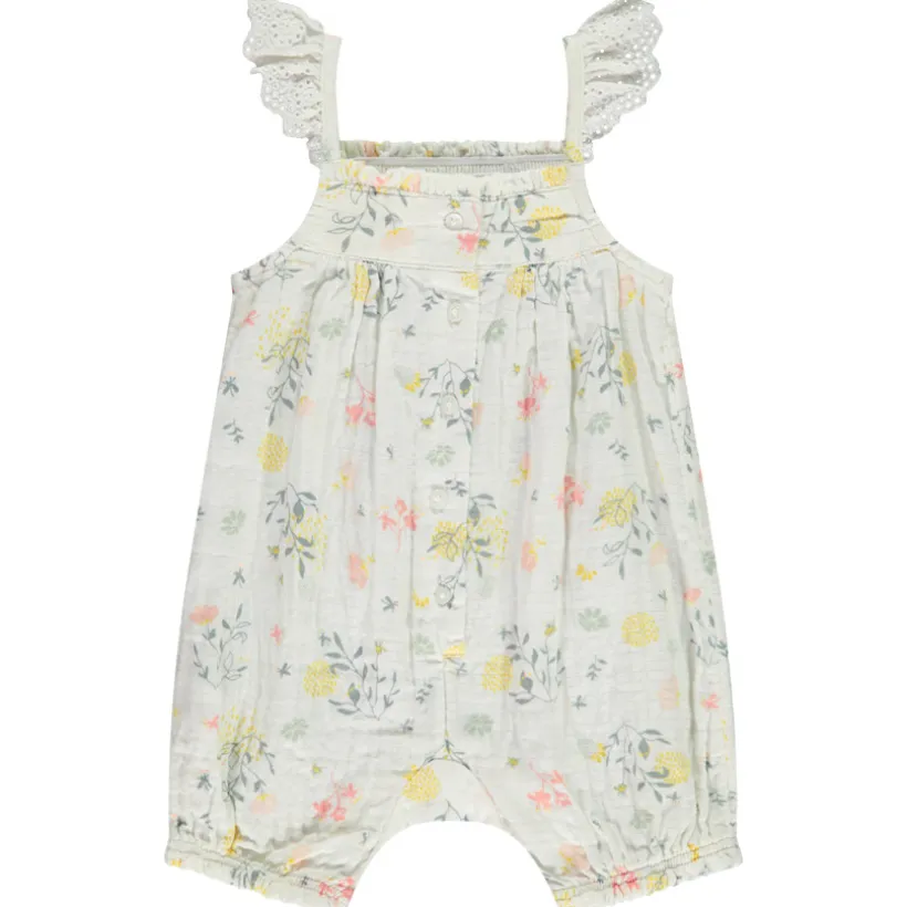 Combishort en coton tubique imprimé floral pour bébé fille