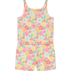 Combishort en jersey slub imprimé fleurs pour fille