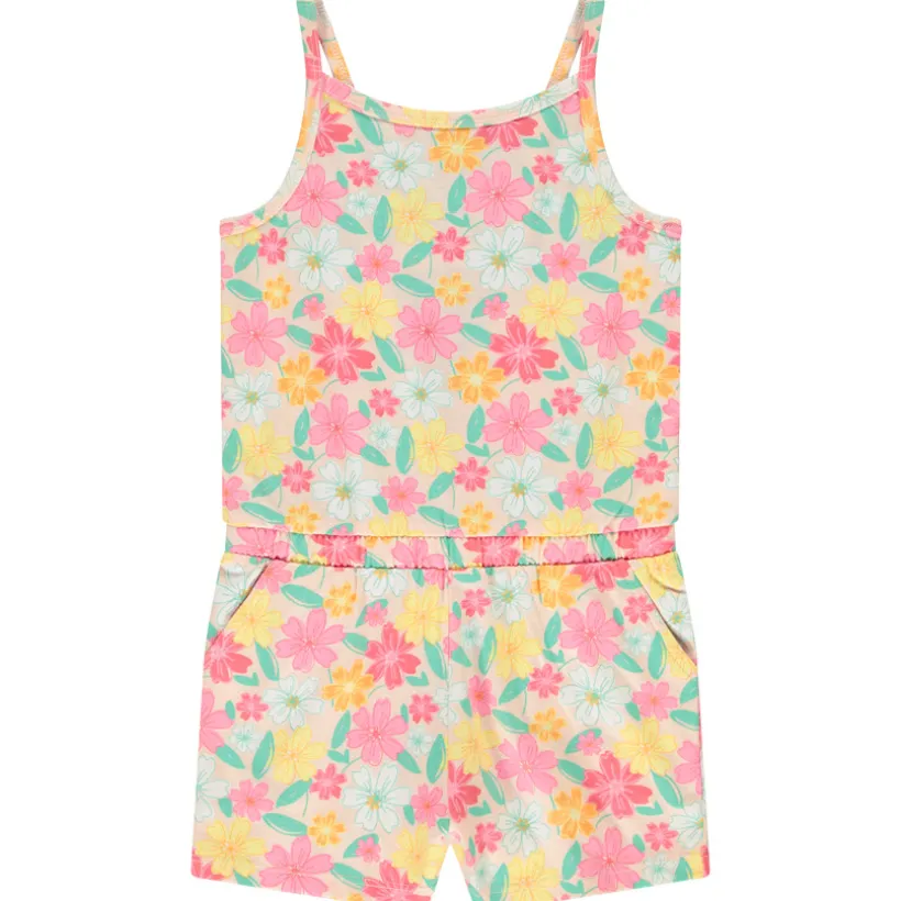 Combishort en jersey slub imprimé fleurs pour fille