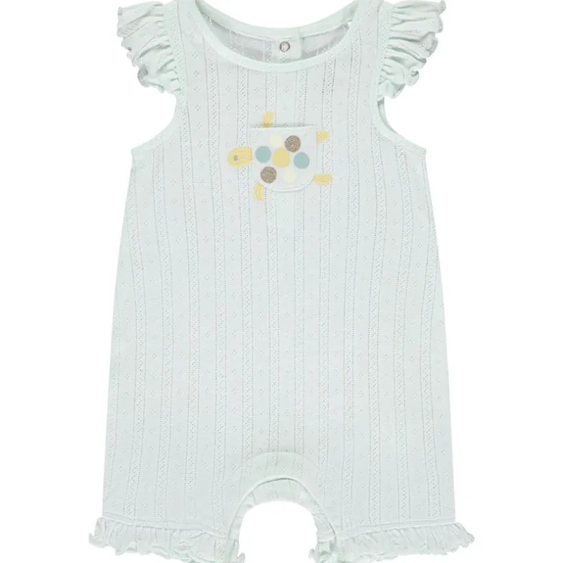 Combishort en maille ajourée motif tortue pour bébé fille