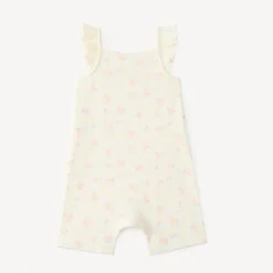 Combishort en maille côtelée imprimé fleuri pour bébé fille