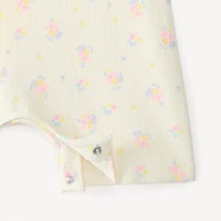 Combishort en maille côtelée imprimé fleuri pour bébé fille
