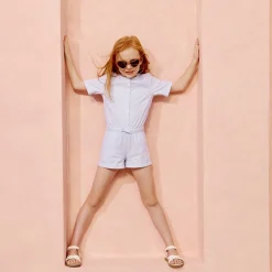 Combishort en seersucker rayé pour fille