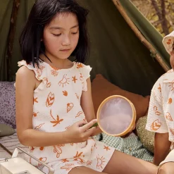 Combishort en tetra imprimé fantaisie vacances pour fille
