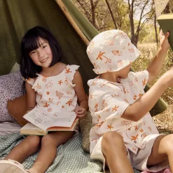 Combishort en tetra imprimé fantaisie vacances pour fille
