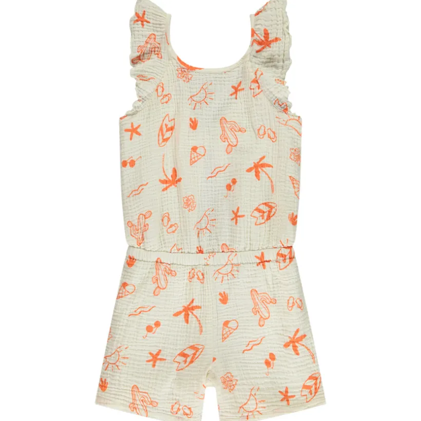 Combishort en tetra imprimé fantaisie vacances pour fille