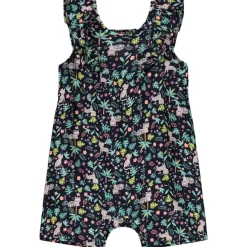 Combishort en voile imprimé jungle pour bébé fille