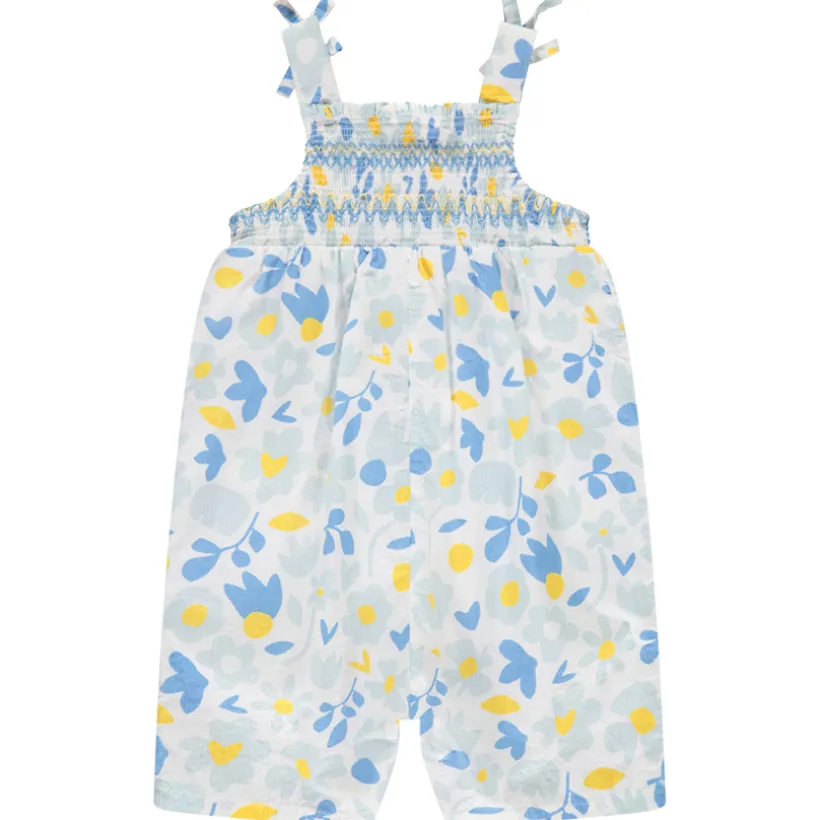 Combishort imprimé floral à smocks pour bébé fille