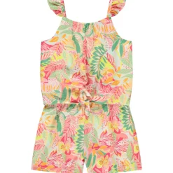 Combi-short sans manches imprimé tropical pour fille