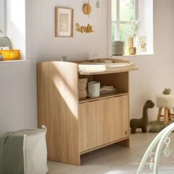 Commode avec plan à langer Azur aspect chêne doré