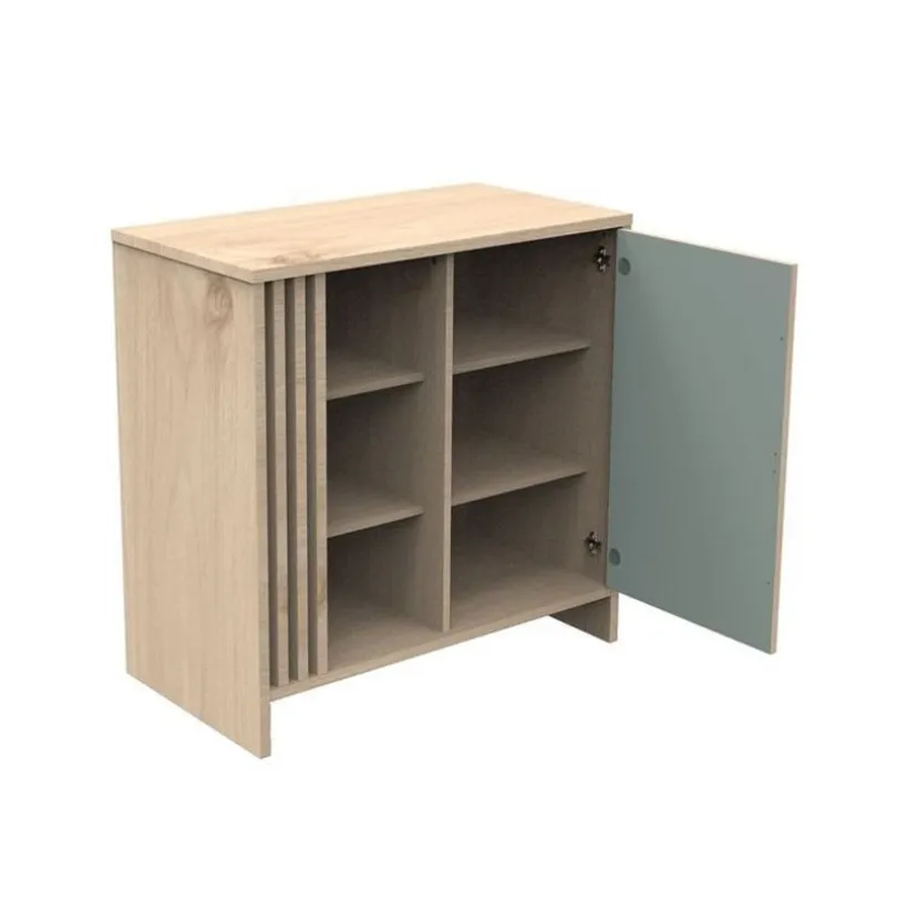 Commode avec 1 porte et 3 niches Tokyo aspect chêne suave/sauge