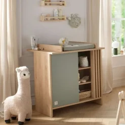 Commode avec 1 porte et 3 niches Tokyo aspect chêne suave/sauge