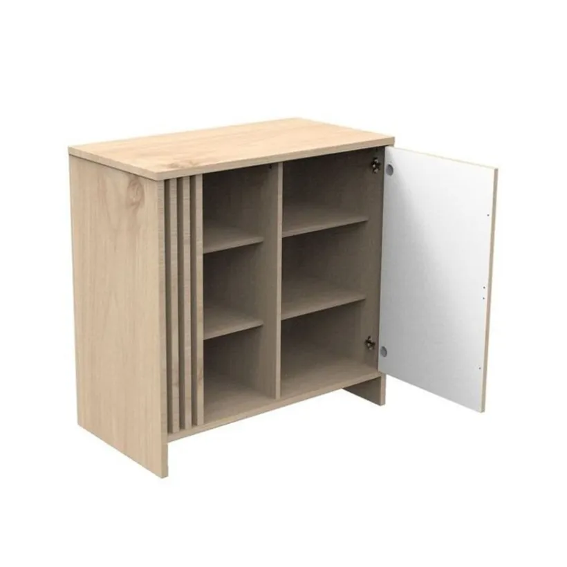 Commode avec 1 porte et 3 niches Tokyo aspect chêne suave/blanc