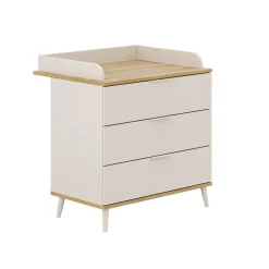 Commode Hazel + plan à langer Cashmere Beige / Chêne montana