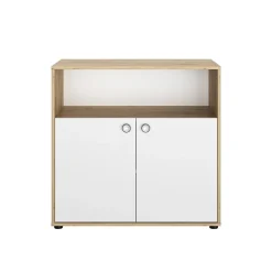 Commode 2 portes Arthur - Blanc/Chêne